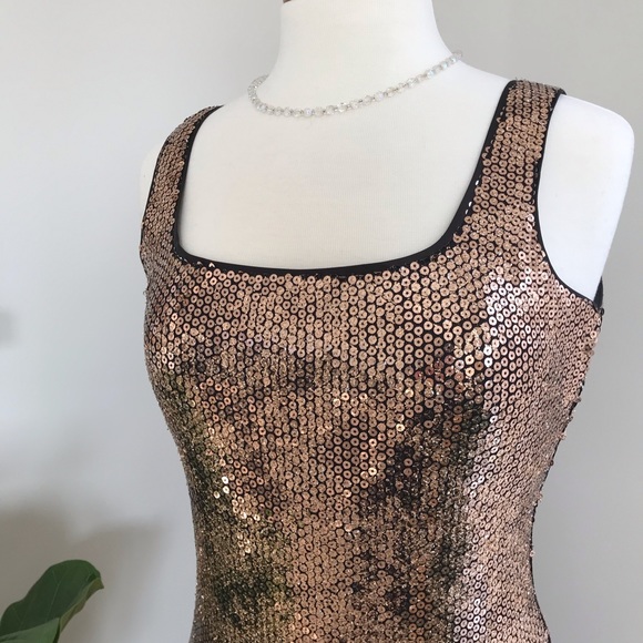 [bardot] neve dress in rose gold foil sequin - Picture 4 of 8